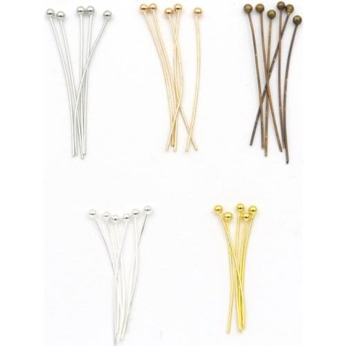 100pcs 4 Size Glossy Silver Gold Colors Metal Ball Heads Pin Diy Supplies For Jewelry Making Findings Accessories Wholesale