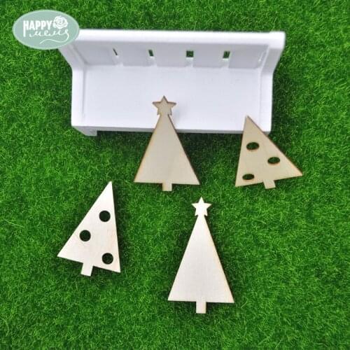 Happymems New Arrival Christmas Tree Wood Shapes Natural Wooden DIY Craft Christmas Gifts Scrapbooking Embellishments Home Decor