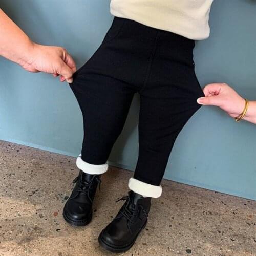 New Cotton Spring Autumn Pencil Pants Warm For Girls Boys Children Kids Trousers Clothing Teenagers Plus Velvet