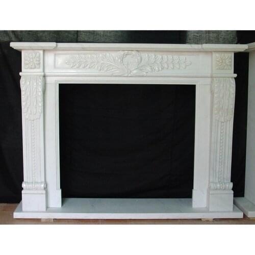 Marble fireplace mantel classic English style reception room fireplace with olive branches carving chimneypiece