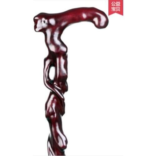 Old peoples crutches Solid wood Root Carving wooden A cane peoples Red wood craftsmanship wood birthday gift Walking sticks wo