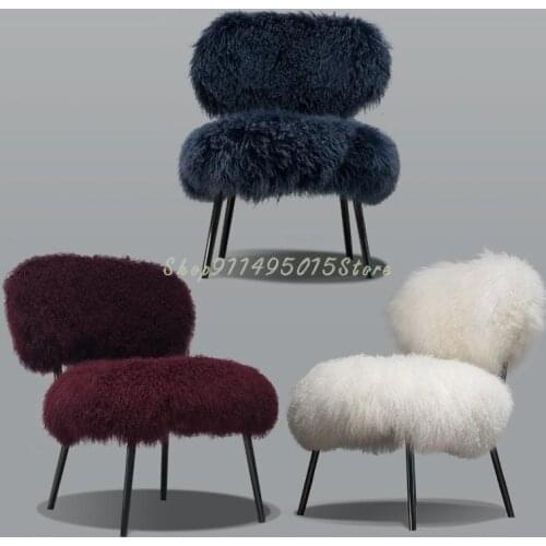 Nordic Net Red Wool Lounge Chair Sofa Chair Bedroom Dressing Chair Designer Living Room Rocking Chair Light Luxury