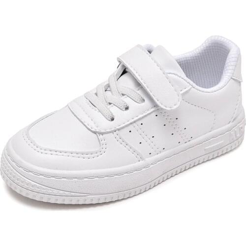 White Children & Toddler Shoes PU Leather Big And Little Kids Sneakers Fashion Breathable Boys & Girls Sports Casual Size 20-36