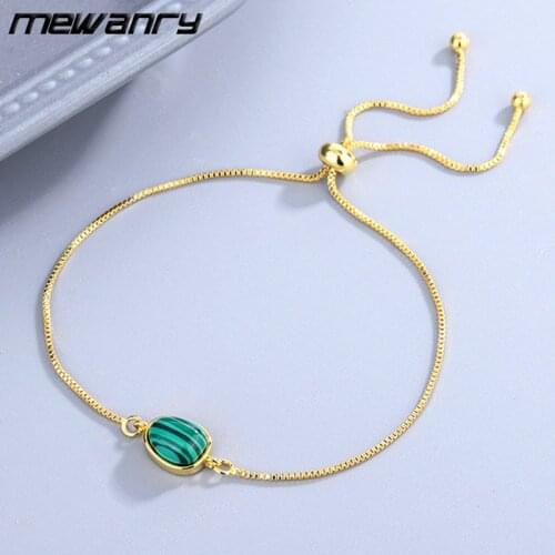Mewanry 925 Sterling Silver Knotted Malachite Bracelet for Women INS Fashion Simple Elegant Party New Jewelry Wholesale