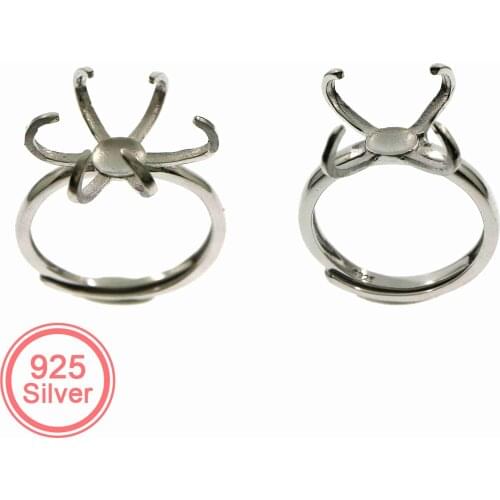 Irregular Stone Prong Claw Bezel 925 Sterling Silver Adjustable Ring Settings Diy Supplies Findings 1294105