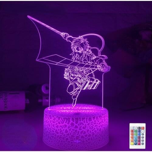 Newest Anime Attack on Titan Levi Ackerman Led Night Light Lamp for Bedroom Decoration Kids Gift Attack on Titan Table 3d Lamps