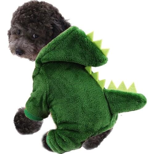 Pet Dog Clothes Funny Dinosaur Costumes Winter Warm Plush Coat Small Kitten Hoodie Puppy Dog Cloth gatos productos para mascotas