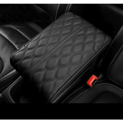 Center Console Car Armrest Box PU Leather Protective Cover Memory Foam Armrest Box Cushion Heightening Pad Wave Embroidery
