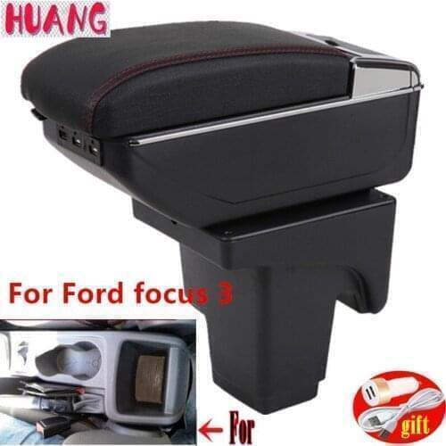 For FORD FOCUS 3 2013 - Present Armrest Box Free Punch Hand-held Storage Box For Ford Focus III Car Armres