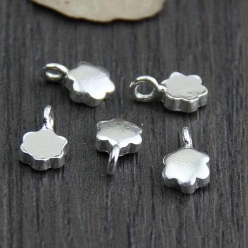 Handmade Thailand 925 Silver Flower Charm Solid 925 Sterling Silver Small Pendant DIY Jewelry Mini Pendant Bohemia DIY Jewelry