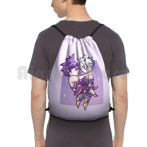 Zag X Than Love Backpack Drawstring Bag Riding Climbing Gym Bag Aesthetic Love Hades Thanatos Mythology Greek Lovers Chibi
