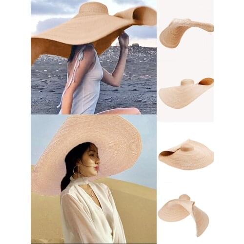 2021new Fashion Large Sun Hat Beach Anti-uv Sun Protection Foldable Straw Cap Cover Summer Straw Hat Women 80cm Diameter Hats