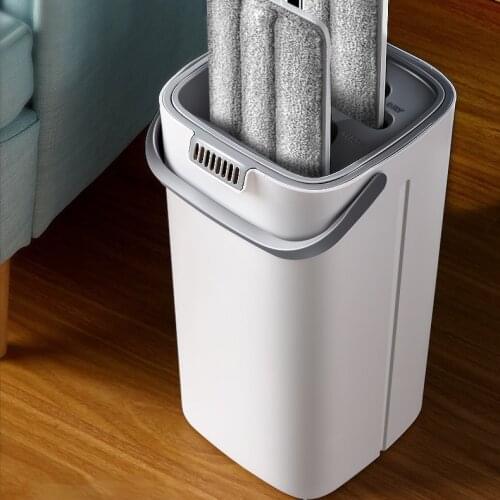 Squeeze Floor Mop Flat Touchless Microfiber Clean Up Spin Mop with Bucket Hand Free Limpeza De Casa House Cleaning Tools DK50MP