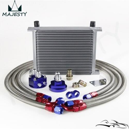 Universal 28 Row AN10 Engine Oil Cooler + 2Pcs 90 Degree Hose Fittings AN10