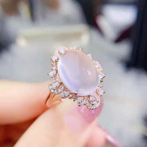 High Quality Ross Quartz S925 Sterling Silver Gem Luxury Ring Fine Fashion Wedding Jewelry for Women MeiBaPJFS