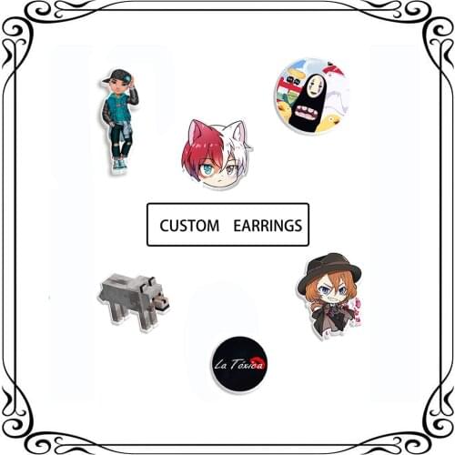 1 Pair Custom Cartoon Princess Drop Dangle Earrings / Stud Earrings Resin Print Pattern Earrings for Girls Cute Party Charm Gift
