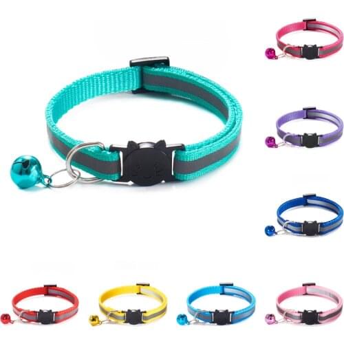 1 pcs of nylon reflective adjustable safety buckle cat head pattern cat bell collar pet supplies