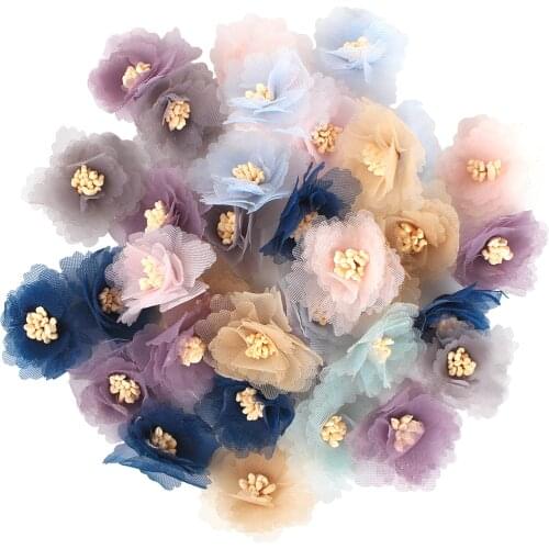 10/20PCS Multicolor Silk Flower Artificial Handmade Scrapbook Craft 2.5/3/4cm DIY Embellishments Decor Shoes Hat Headwear Acces
