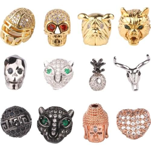 3pcs/lot CZ Spacer Heart Round Beads 4Color Bulk Brass Micro Pave Cubic Zirconia Beads for Jewelry Making Diy Charms Bracelets