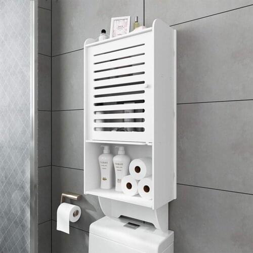 3 Tiers Bathroom Cabinet Non-perforated Wall Mounted Bathroom Toilet Furniture Cabinet Shelf Shower Cosmetic Storage Rack