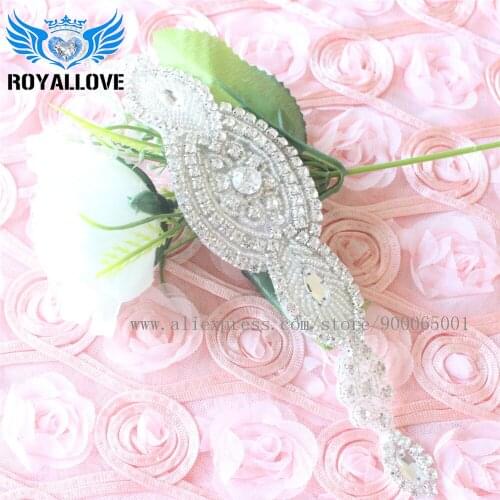 30pieces) Wholesale Handmade Hot Fix Strass Sew On Diamante Beaded Pearl Rhinestone Applique Wedding Dresses Headpiece Belts