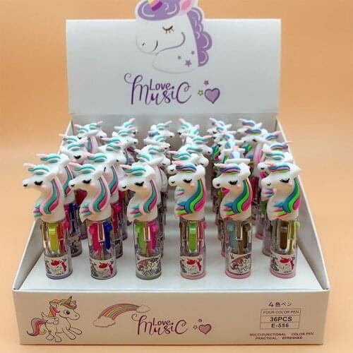 36 pcs/lot Cute Mini Unicorn 4 Colors Ballpoint Pen Cartoon ball pens School Office writing Supplies Stationery Gift