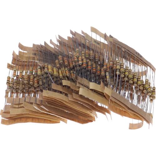 500pcs/Box 50 Values Each 10pcs 1/2W 0.5W 5% 1.2Ω~1MΩ Carbon Film Resistor Assorted Kit set