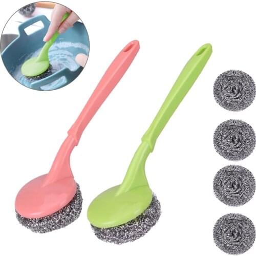 High Quality 6 PCS Replaceable Stainless Steel Scrubber Solder Iron Tip Wire Cleaning Ball Metal Case for Kitchen Dish Bowl Pot
