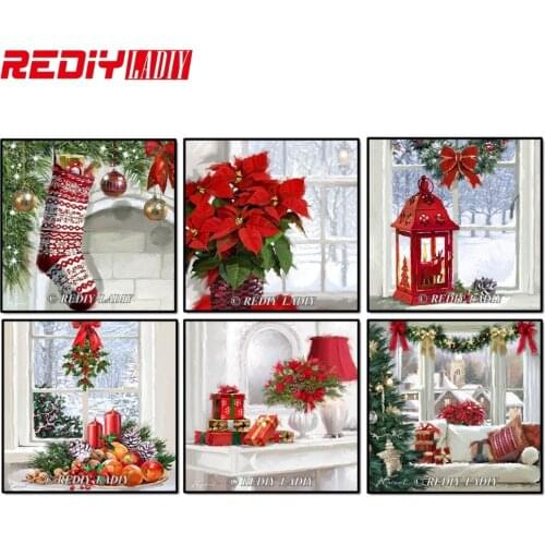 REDIY LADIY Diamond Painting Full Square Rhinestones Cross Stitch Kits Christmas Decoration Happy New Year Diamond Embroidery