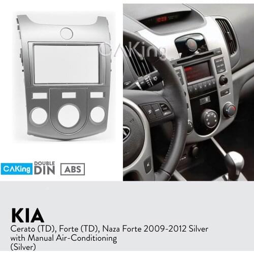Car Fascia Radio Panel for KIA Cerato (TD), Forte (TD), Naza Forte 2009-2012 (Manual Aircon/Silver) Dash Kit Adapt Console Plate