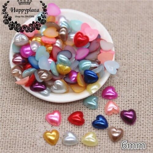 500pcs 6mm Resin ABS Heart Imitation Pearl Beads(No Hole) DIY Jewlelry/Phone/Laptop Decoration