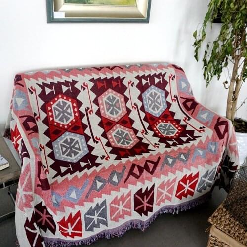 Bohemia geometry Vintage blanket double sided cotton knitting wall tapestry sofa towel bed cover felts carpet farmhouse decor