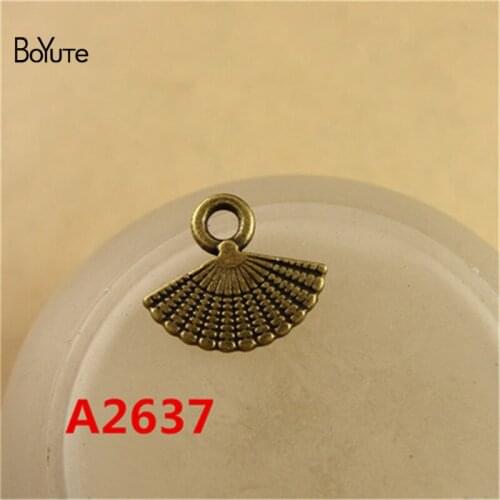 BoYuTe (100 Pieces/Lot) 14*12MM Antique Bronze Plated Zinc Alloy Fan Charms Pendants for Jewelry Findings Accessories Diy