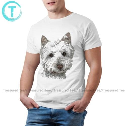 West Highland White Terrier T Shirt Westie Dog T-Shirt 100 Cotton Short Sleeve Tee Shirt XXX Cute Male Tshirt