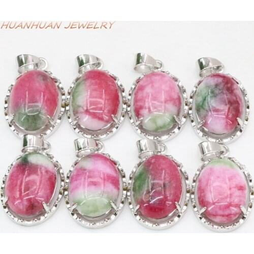 Exquisite Pendant Natural Stone Jades Chain Necklace For Women Stainless Steel 16x25mm Pendants Necklaces Oval Jewelry B3342