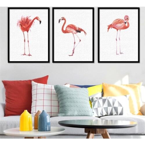 JIANGGERONGZHAO Flamingo Pink Animal Nordic Poster Print Wall Picture Canvas Painting Picture Living Room Nordic Home Decoration