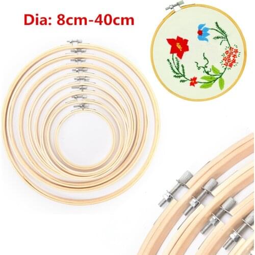 Hot New Bamboo Wooden Embroidery Hoop Rings Embroidery Hoops Frame Set for DIY Cross Stitch Needle Craft Tools Dia 8cm-40cm