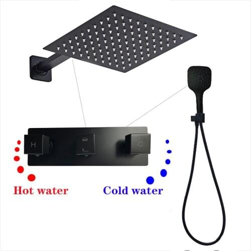 Brass Wall Mounted Spout Shower Mixer Set With Handshower Hose Bathtub Filler H/C Bath Shower Dual Handle Diverter Valve