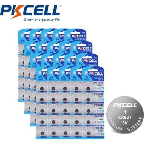 120pcs/24card PKCELL CR927 BR927 ECR927 5011LC CR 927 DL927 3V Lithium Button Cell Coin Batteries For Watch Electronic Toy