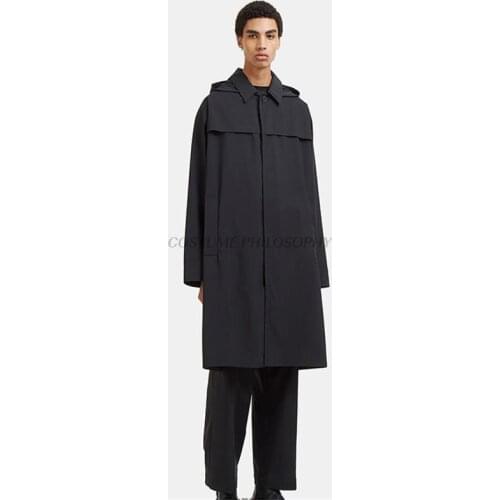 Mens windbreaker mid-length simple coat autumn and winter