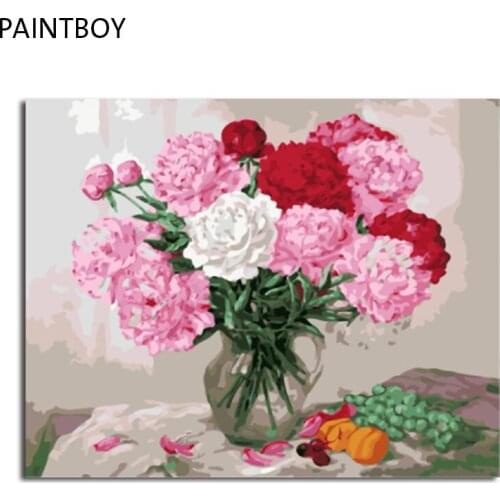 PAINTBOY Framed Pictures DIY Painting By Numbers Flower Handwork Canvas Oil Painting Home Decor For Living Room