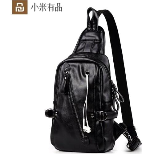 Chest PU Leater Bag For Men Portable Waterproof Backpack Short Trip Messenger Crossbody Shoulder Bag From Xiaomi Youpin