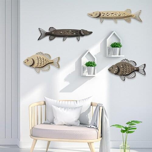 Wall Decor Wooden Fish Hand Carved Hanging Fish Shape Wall Sculptures Antique Style Home Decor Wall Art Ornament