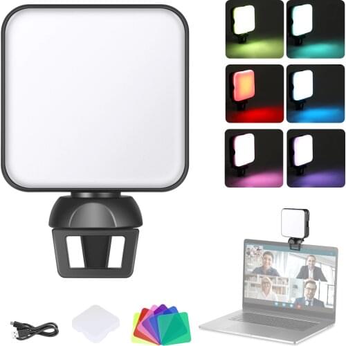 Neewer W64 Video Conference Lighting Kit with Clamp and Color Filters for Smartphone/Tablet/Laptop, Dimmable 2500K-6500K CRI 95