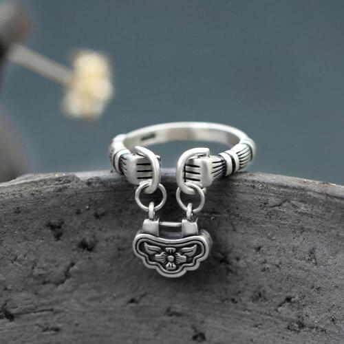 New original hand-held power without inlaid open ring Chinese retro palace style unique craftsmanship exquisite silver jewelry