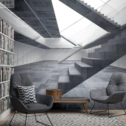 Custom size simple gray industrial style personality space extension wallpaper 3D mural living room bedroom dining room sketch
