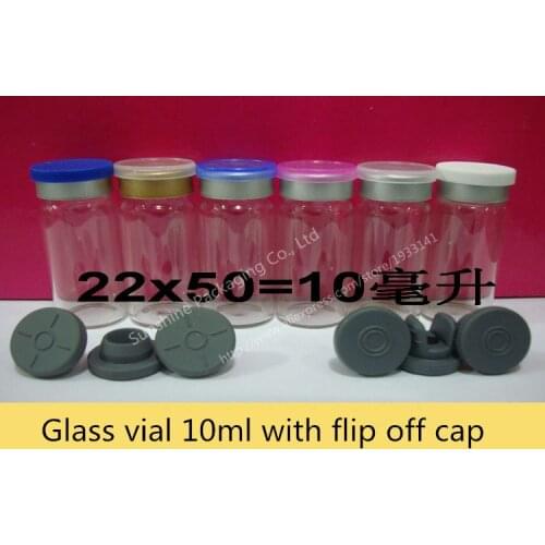 100 x 10ml Clear Injection Glass Vial &Flip Off Cap 1/3oz Transparent Glass Bottle, 10cc Glass Container