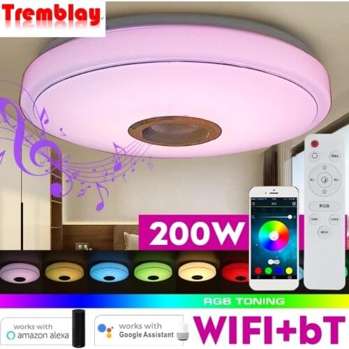 200W WiFi Modern RGB LED Ceiling Light Home Lighting APP bluetooth Music Light Bedroom Lamp Smart Ceiling Lamp Remote Control
