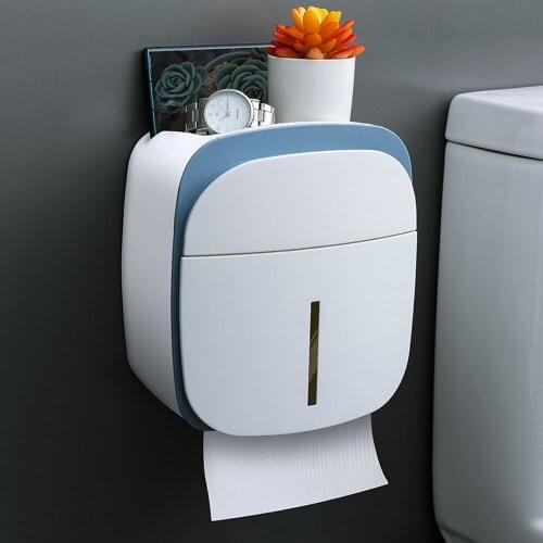 Waterproof Wall Mount Toilet Paper Holder Bathroom Free Punch Roll Paper Towel Rack Tray Tissue Box Shelf Household Storage Tube