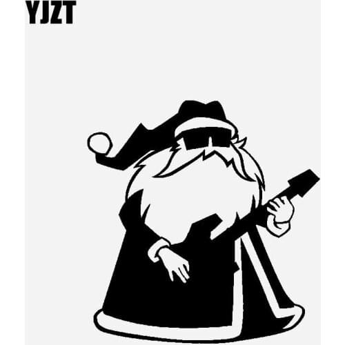 YJZT 14.6CM*15.2CM Santa Claus Playing Guitar Car Sticker Vinyl Decal Christmas Idea Black/Silver C23-0113